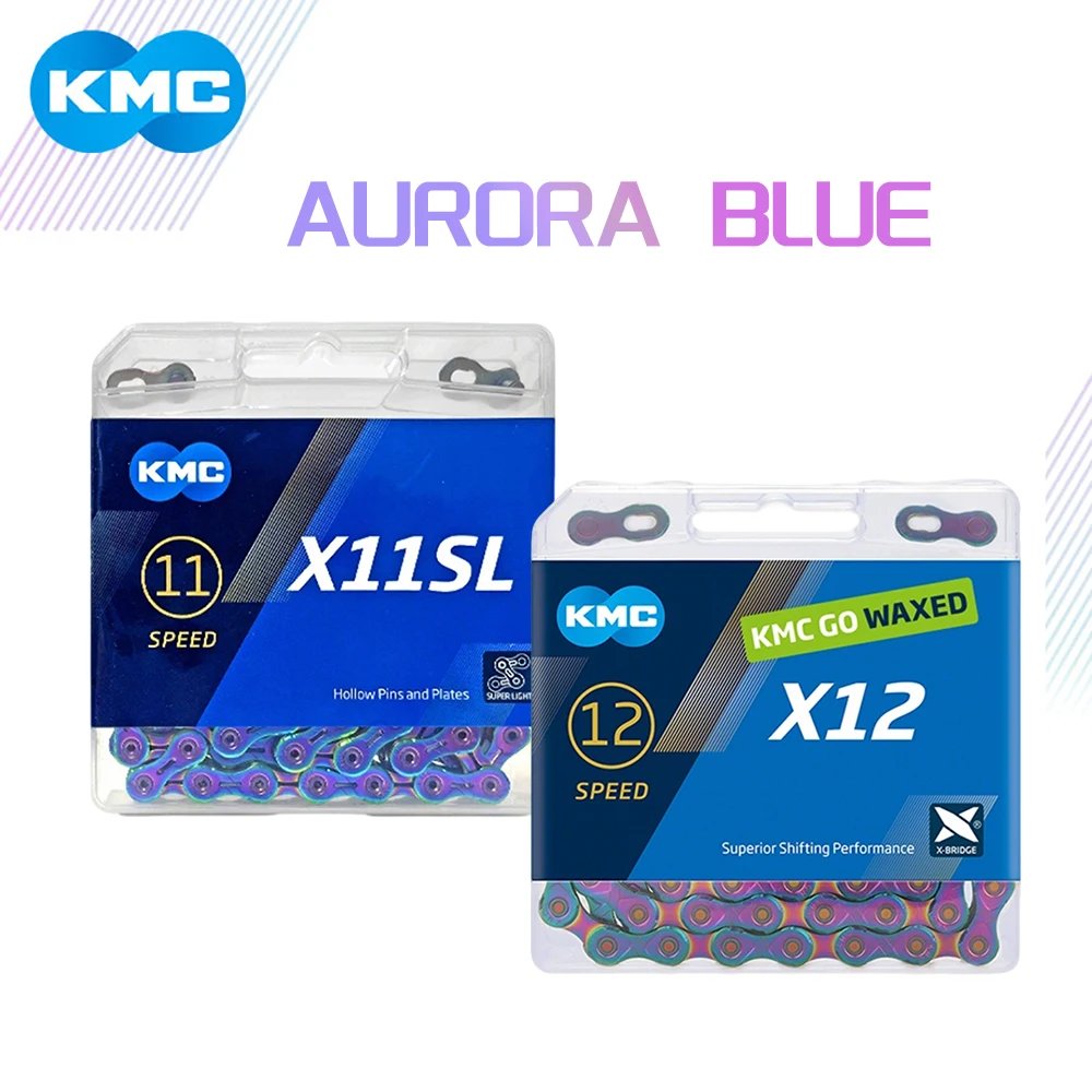 

KMC 11/12 Speed Bike Chain Aurora Blue Limited Edition, Universal MTB Road Bicycle Chain, Lightweight Durable Anti-Rust Cycling