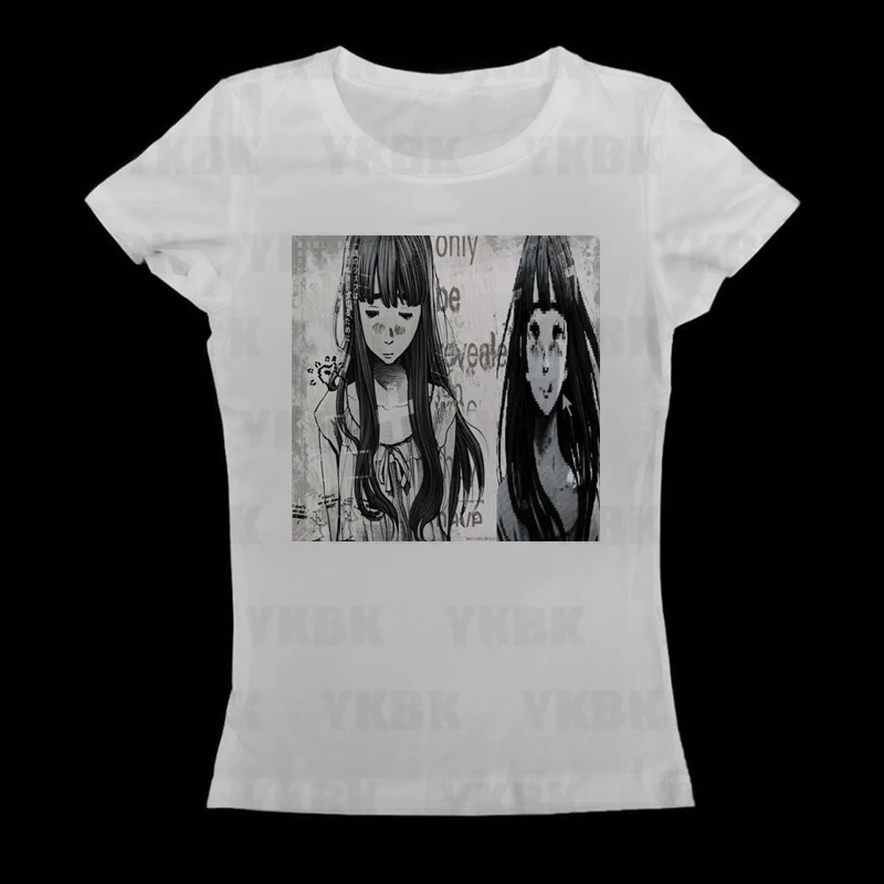 Kawaii Girls Short-sleeve Print Anime Tees Y2k Style Fashion Tops Streetwear Women Harajuku Retro 90s Emo Casual Punk Baby