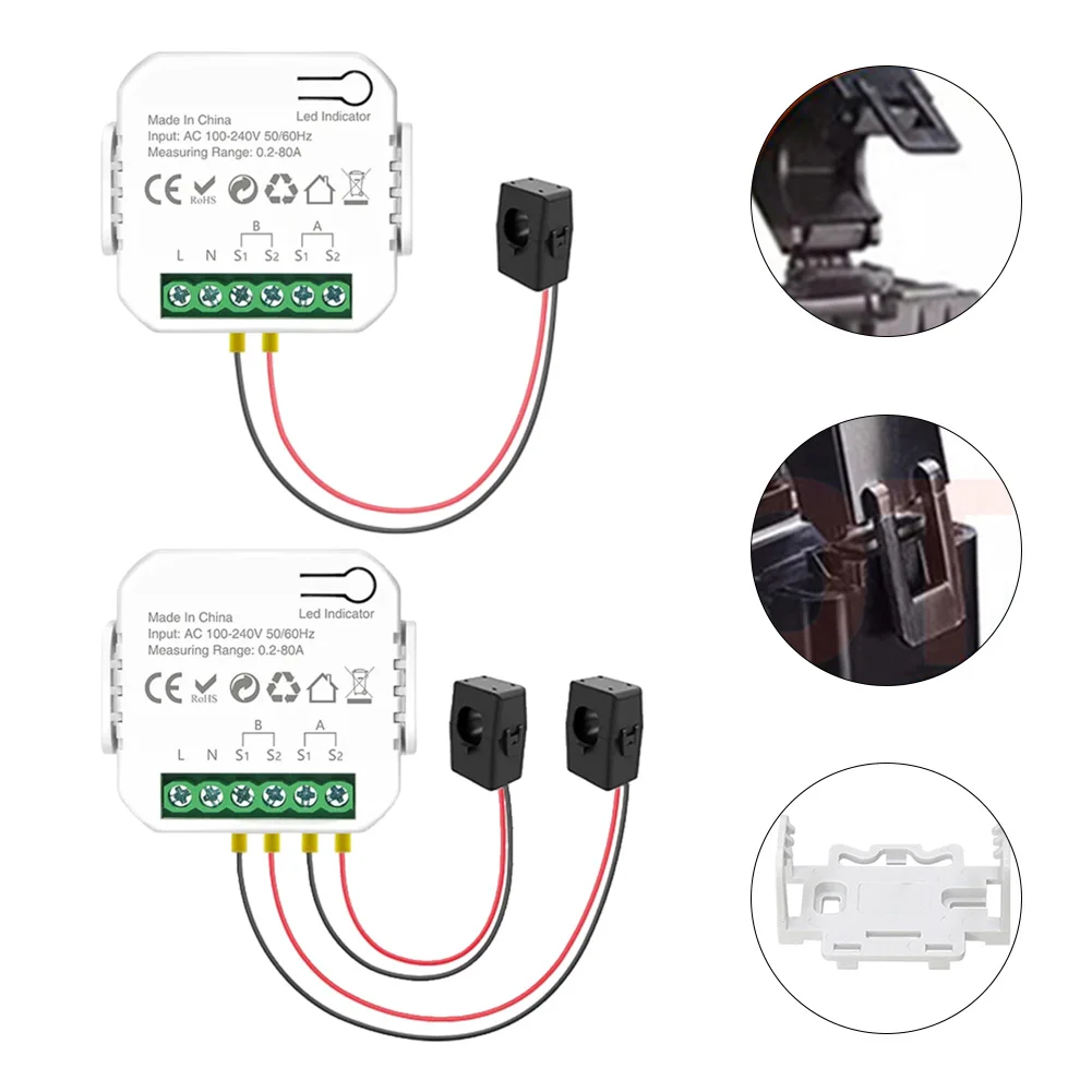 

For Tu-ya Wifi Smart Power Meter With Current Transformer Clamp Energy Monitoring Detecting Solar PV Power Generation Systems