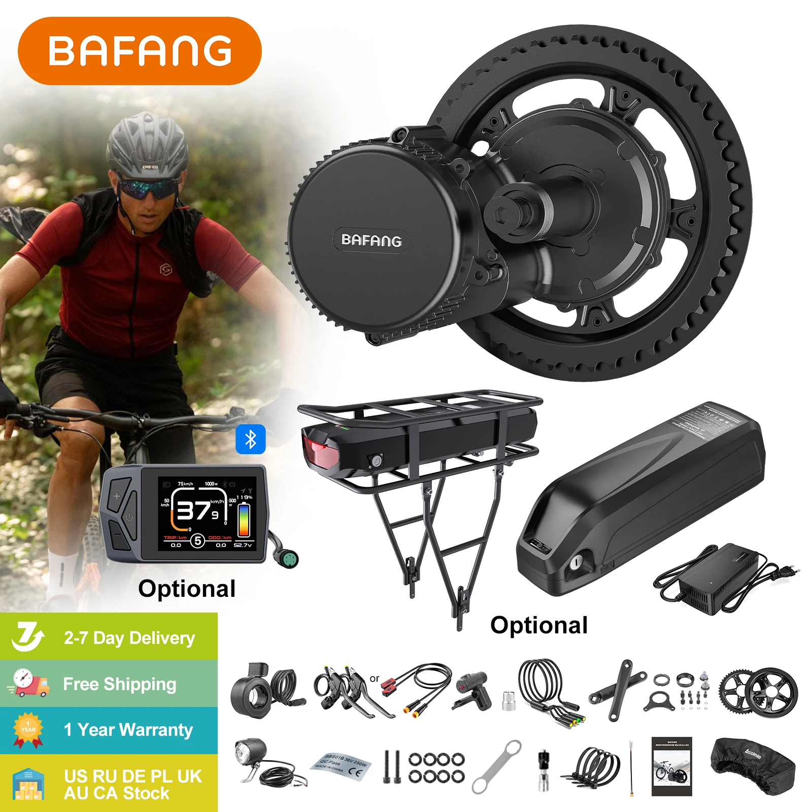 

BAFANG BBS02B 48V 750W Mid Drive Kit with Battery 8fun eBike Conversion Kit Mid Drive Electric Bike Kit with LCD Display DPC18