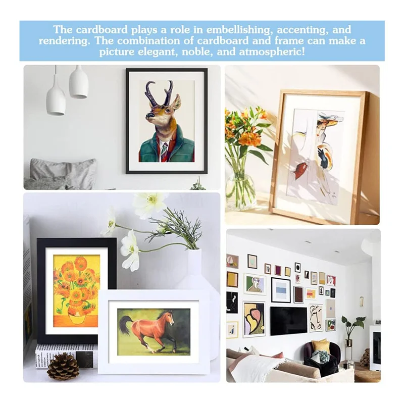 A3 Mount Picture Frame Mounts 50 PCS Picture Photo Mounts Frame Mats White Photo Mounts For Picture Posters Display-AT64