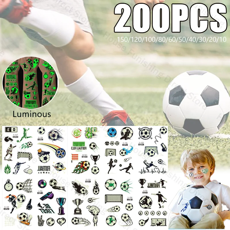

Glow-in-the-dark Soccer Tattoo Stickers Face Stickers Waterproof Temporary Tattoo Stickers for Soccer Fans and Party Decorations