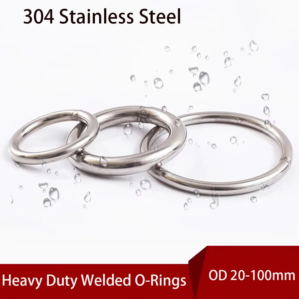 OD 20-100mm Heavy Duty Welded Round O-Rings Thickness 3 4 5 6 8 10mm Solid Ring Yoga Hanging Ring A2 304 Stainless Steel