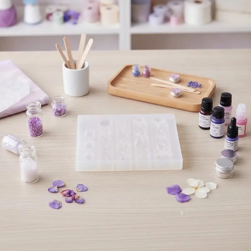 Silicone Flower & Gem Mold Non-Stick Reusable 1Pcs Multi Pattern for DIY Candy Cake Soap Resin Jewelry Making Tools
