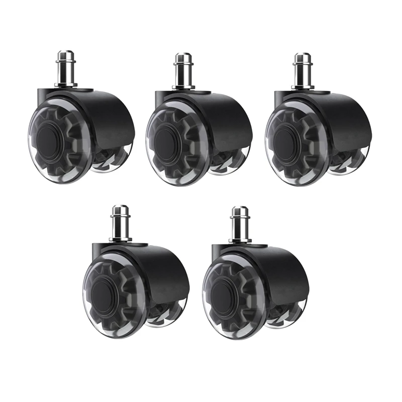 Office Chair Wheels Replacement Set Of 5 ,Dual 2 Inch Soft Chair Casters For Hardwood Vinyl Tile For All Floors