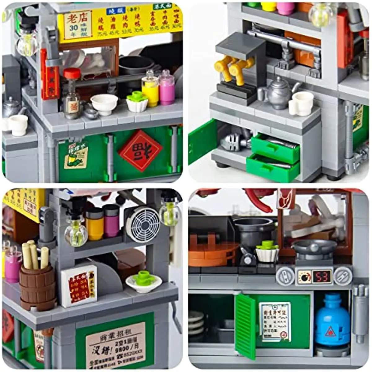 LOZ Hong Kong City Mini Bricks Assembly Japanese Takoyaki Snack Shop Steamed Bun Shop Street Scene China Shop Building Block Toy