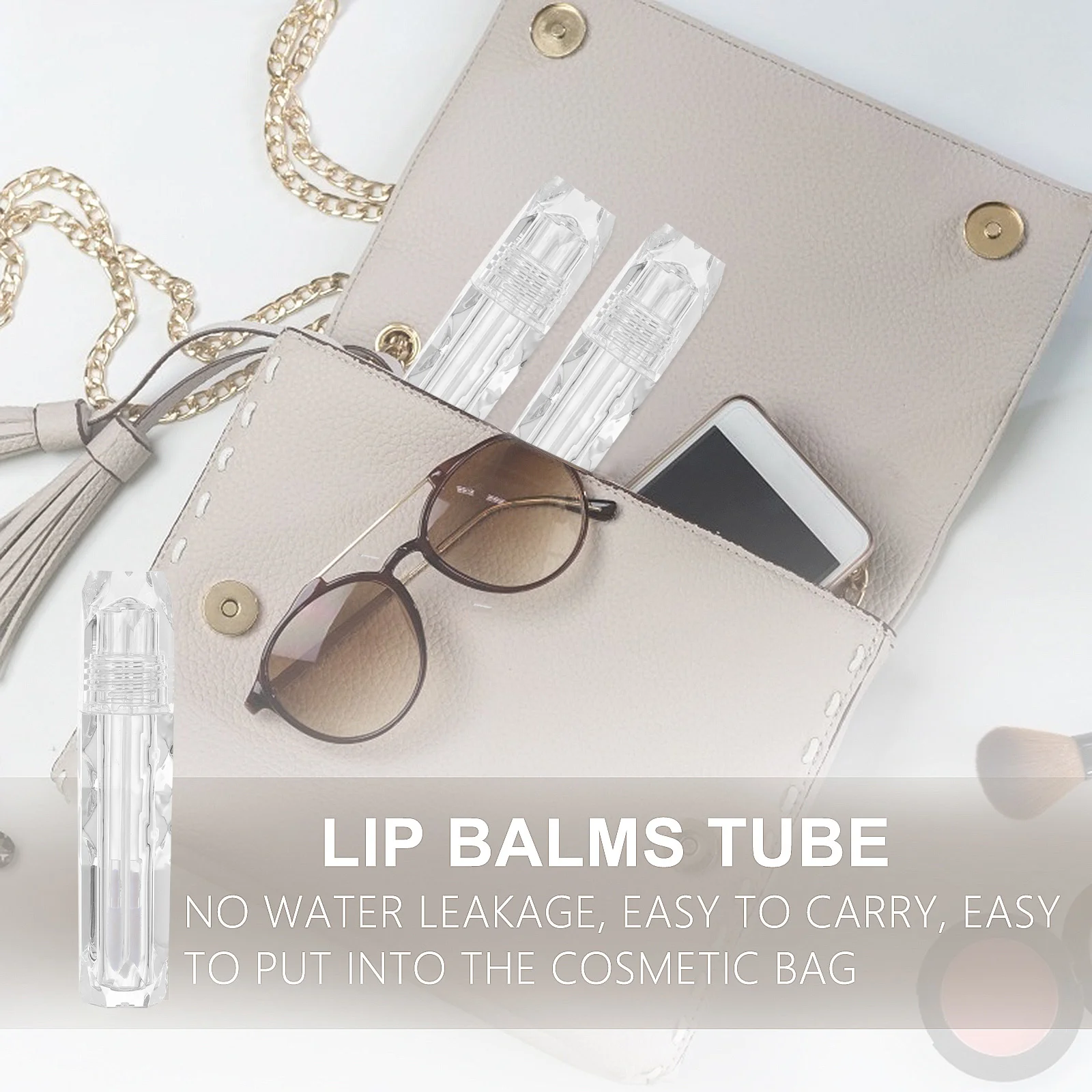 

5Pcs Empty Lip Gloss Tubes Refillable Mini Lip Balm Bottles for Travel Containers Leakproof Durable Plastic