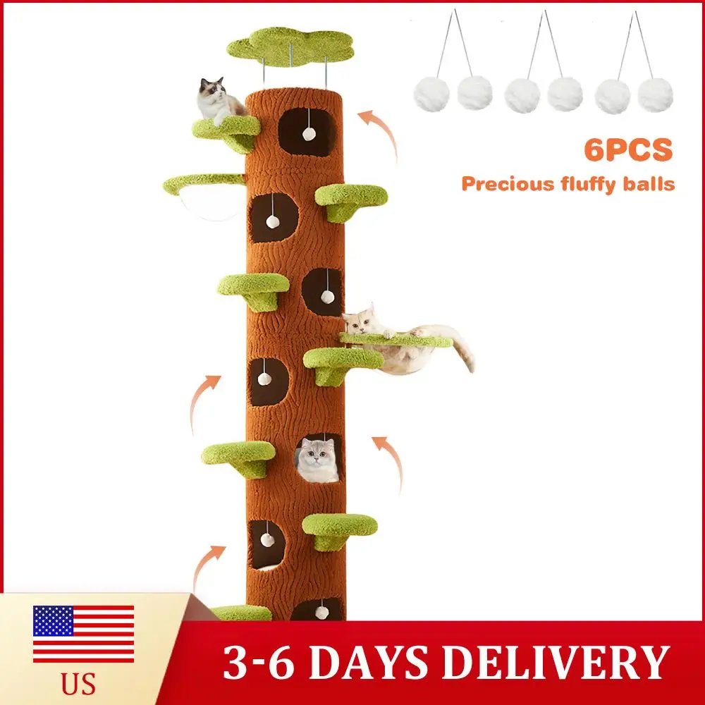 

Большой лесной игровой комплекс для кошек с сизалевой когтеточкой, очень большая кошачья башня-лазалка для домашних кошек