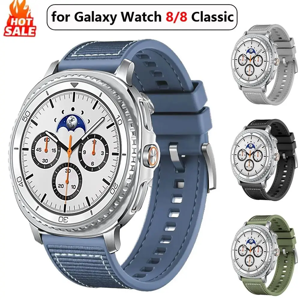22 mm Silikon + Nylon für Samsung Galaxy Watch 8/8 Classic/Ultra 2025 44 mm 40 mm 47 mm 46 mm Armband Verbund-Correa-Armband