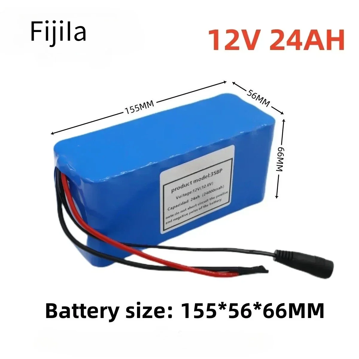 

12V 24000mAh Rechargeable Battery Pack for E-Bicycle 3S8P Configuration with BMS including Charger 3.8Ah Power 32400mAh Nominal
