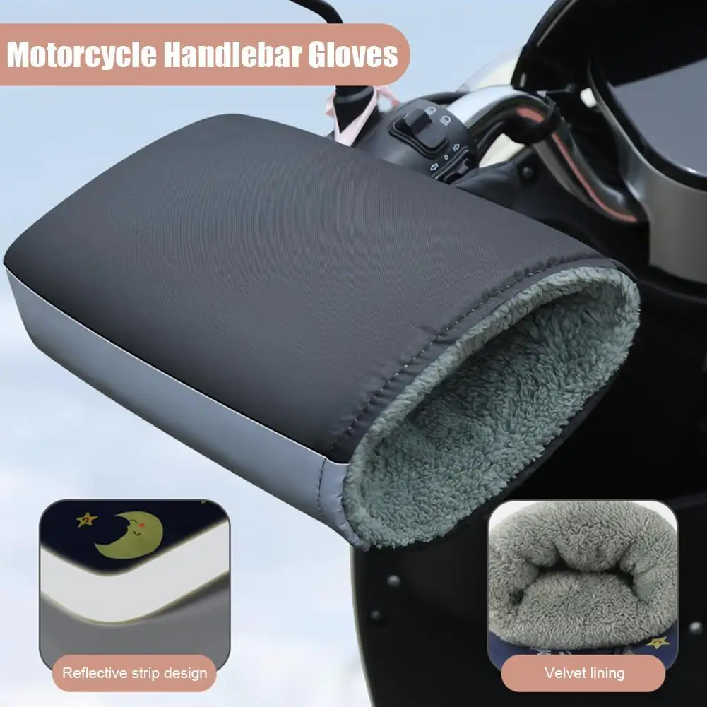 Winter Motorcycle Fleece Warm Hand Handle Cover Cold And Windproof Thickened Electric Bicycle Heat Insulation Handle Cover Tools