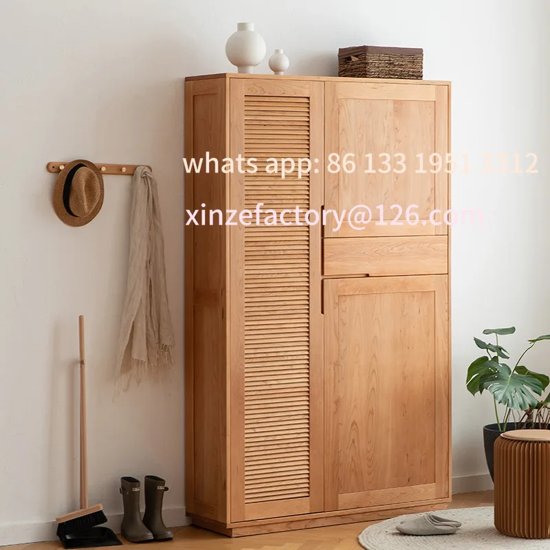 

Customizable Solid Wood Louver Door Wardrobe Storage Bedroom Simple Wardrobe