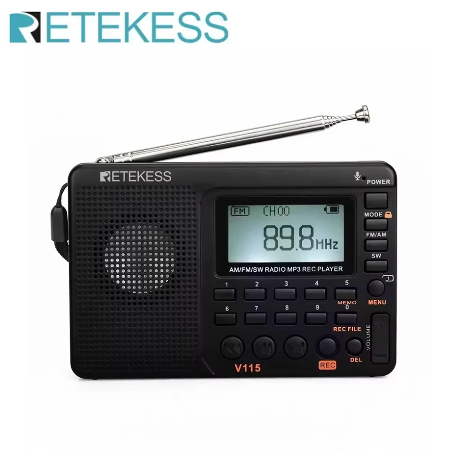 RETEKRETEKESS V115 라디오 휴대용 라디오 충전식AM FM 라디오 다기능 단파 수신기 – 캠핑 및 선물용으로 좋은...