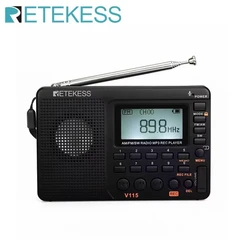 RETEKESS V115 radio portátil am fm radio de onda corta mini radio recargable con reproductor MP3, excelente sonido para acampar y regalo