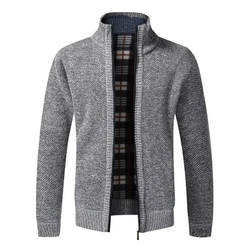 Autumn Winter Warm Cardigan Men Fleece Sweaters Full Zip Jackets Slim Fit Luxury Brand Knitted Sweater Coat American Jersey 3