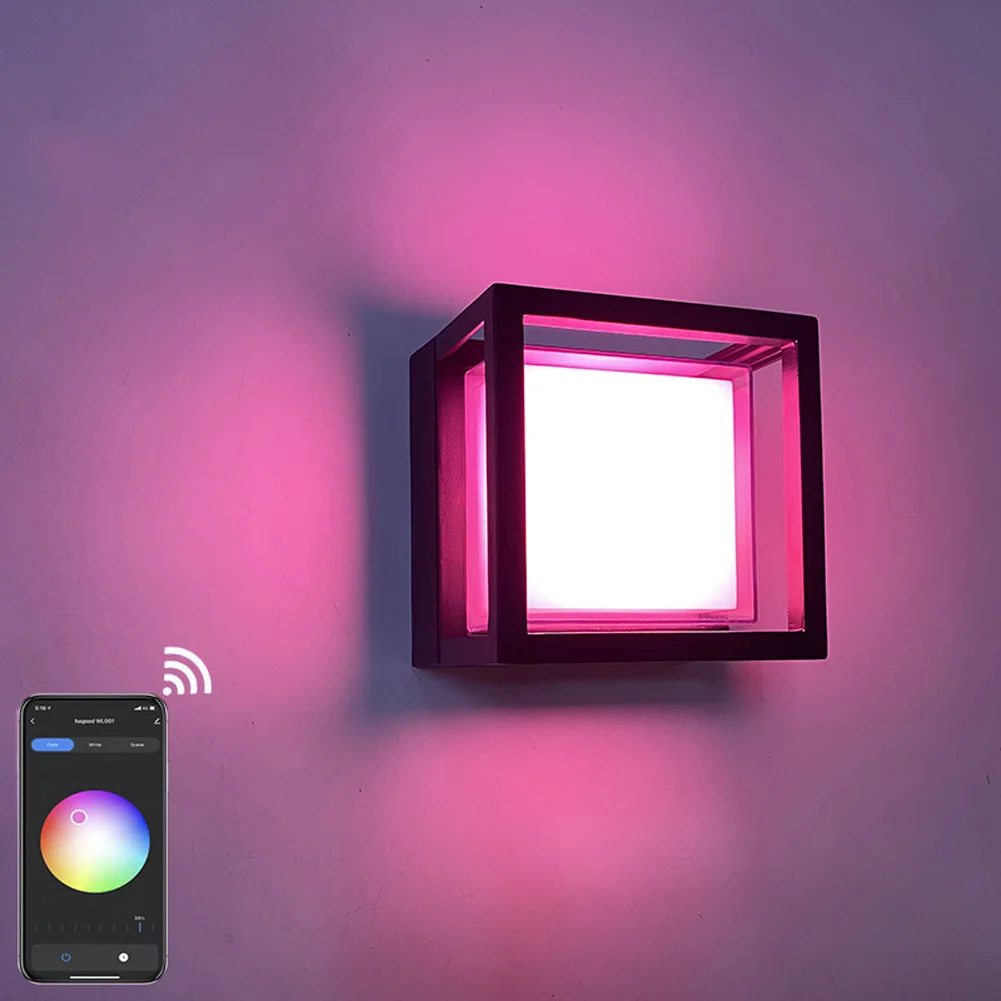 Smart RGB Remote LED Cube Wall Sconces, WiFi Wall Light, Music Sync, Lâmpadas impermeáveis para corredor, ao ar livre