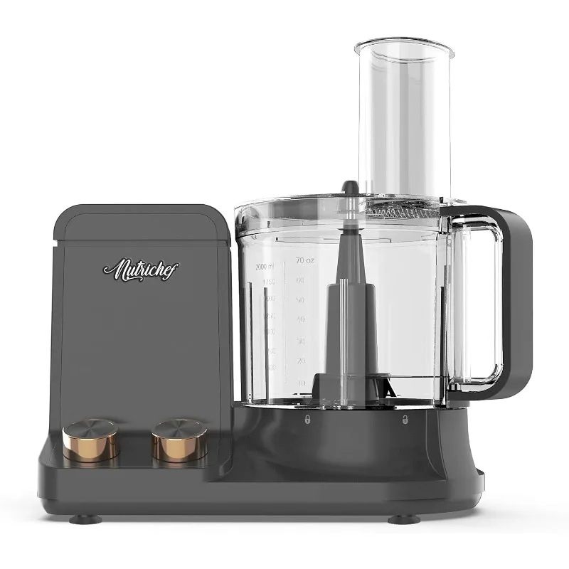 

Food Processor 2 Liter Capacity - Multipurpose & Ultra Quiet Powerful Motor - Includes 6 Attachment Blades - 12 Cup Capacity