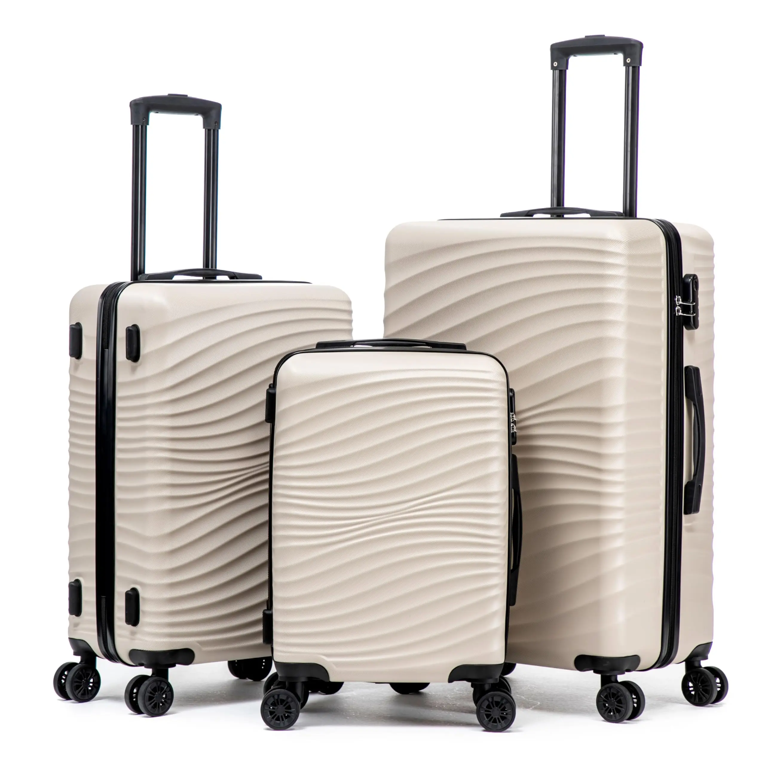 Luggage Sets 3 Piece, ABS Suitcase Set (20/24/28), Hardside luggage with Spinner Wheels, Travel Luggage, 14x8x9 Airline