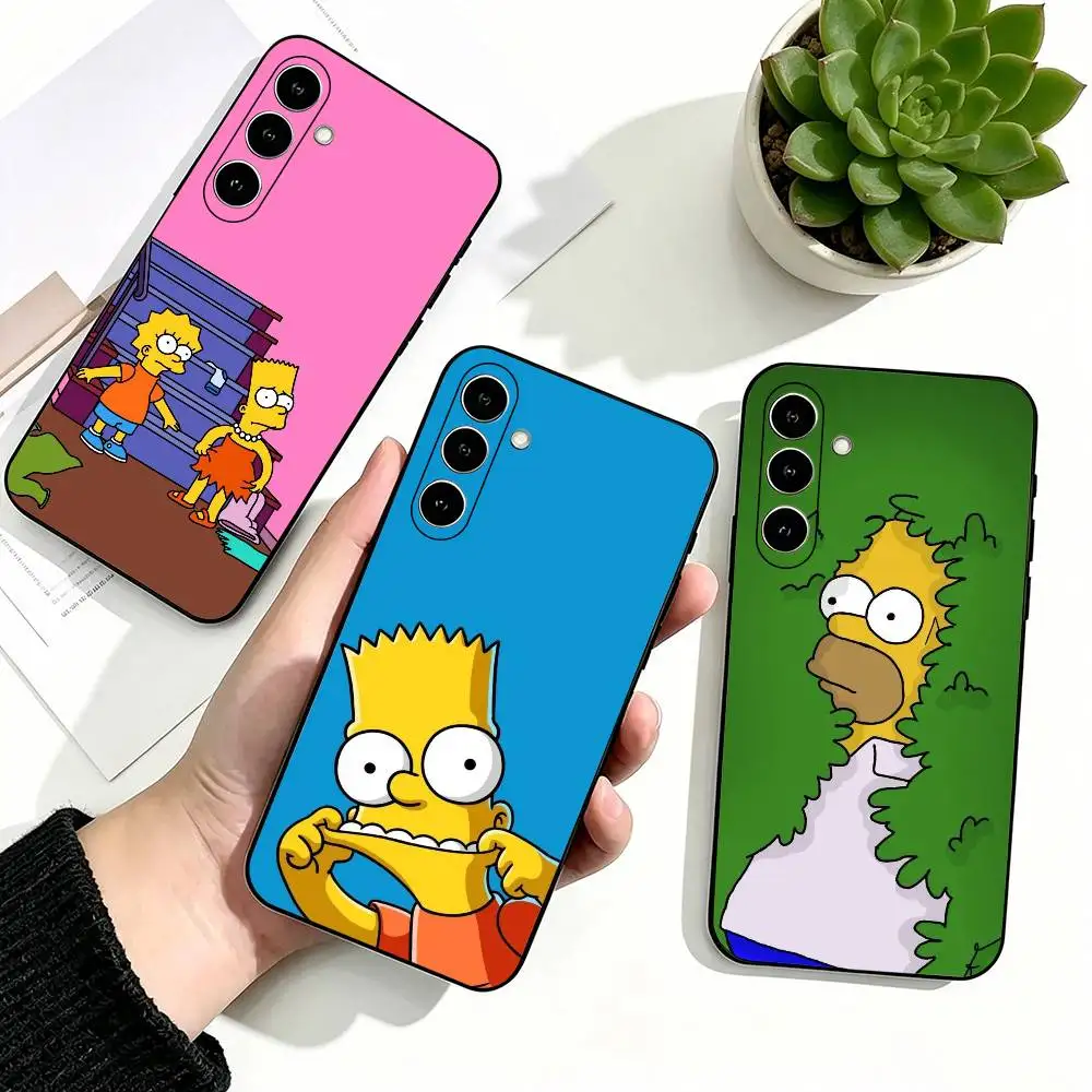 Funny Cartoon S-SimpsonS Fashion Phone Case Black Silicone Soft For Samsung Galaxy A73,A72,A71,A70,A53,A52,A51