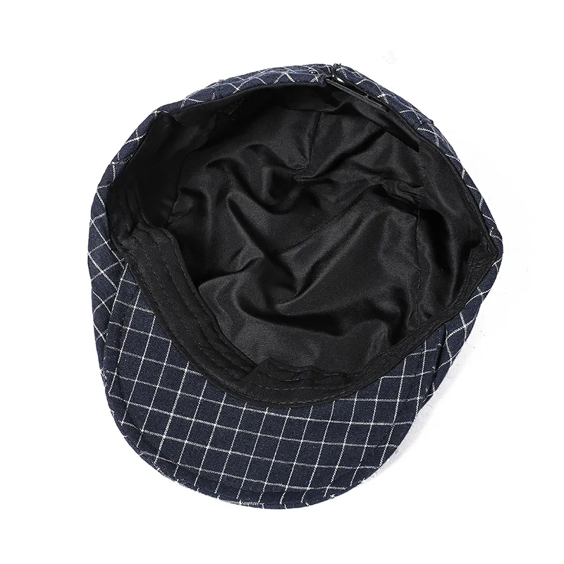 2024 Four Seasons Cotton Plaid Newsboy Caps Flat Peaked Cap Men and Women Painter Beret Hats 179