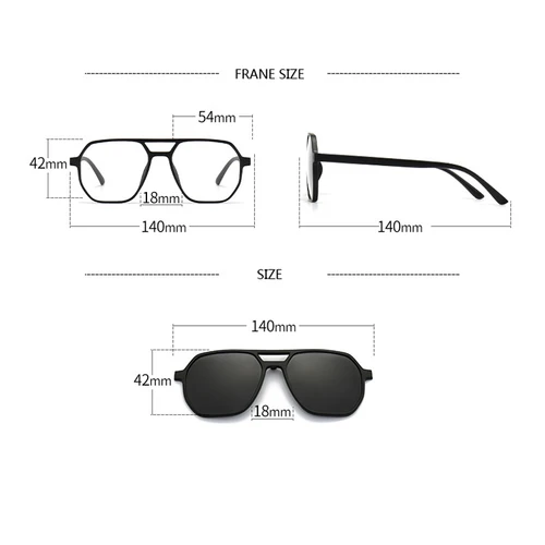 Imagen 2 del producto VCKA-gafas de sol polarizadas para miopía, lentes de sol con montura grande 6 en 1, Clip magnético recetado, lentes ópticas para hombres y mujeres,-0,5 a-6,0