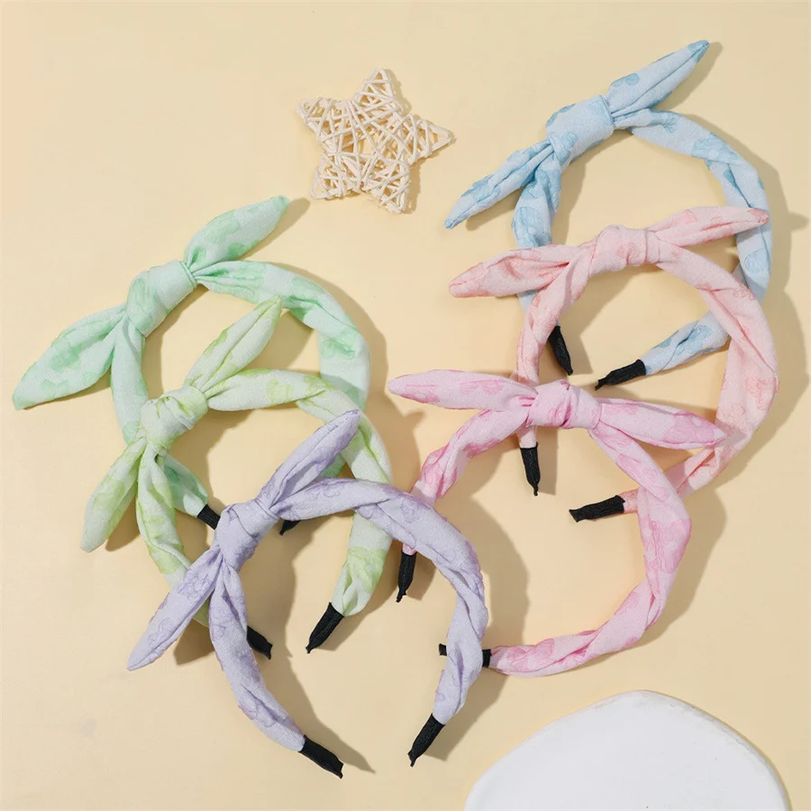 New Fashionable Korean Children's Hairbands Creative Cute Floral Bow Headbands Anti-Slip Headwear Girls' Jewelry Wholesale