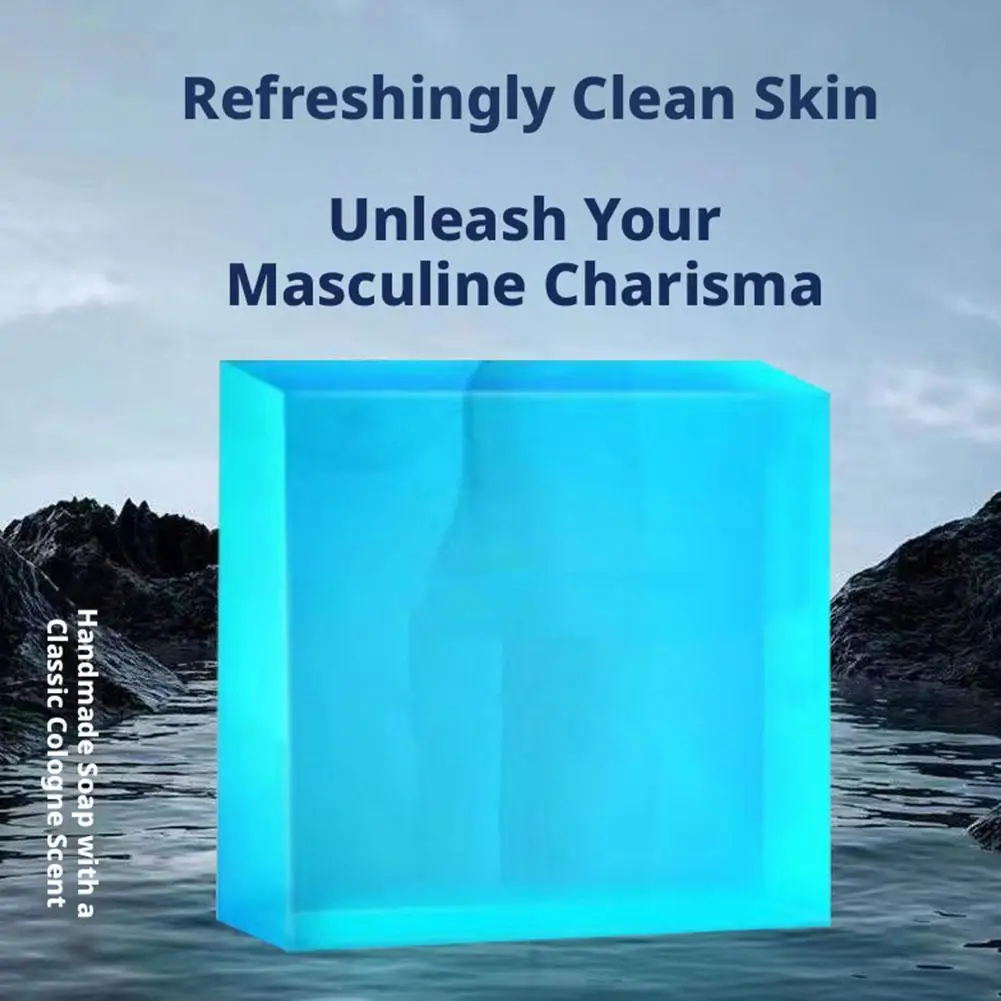 Long-Lasting Masculine Fragrance Soap Bar Translucent Blue Bath Soap Refreshing Hydrating Body Cleanser