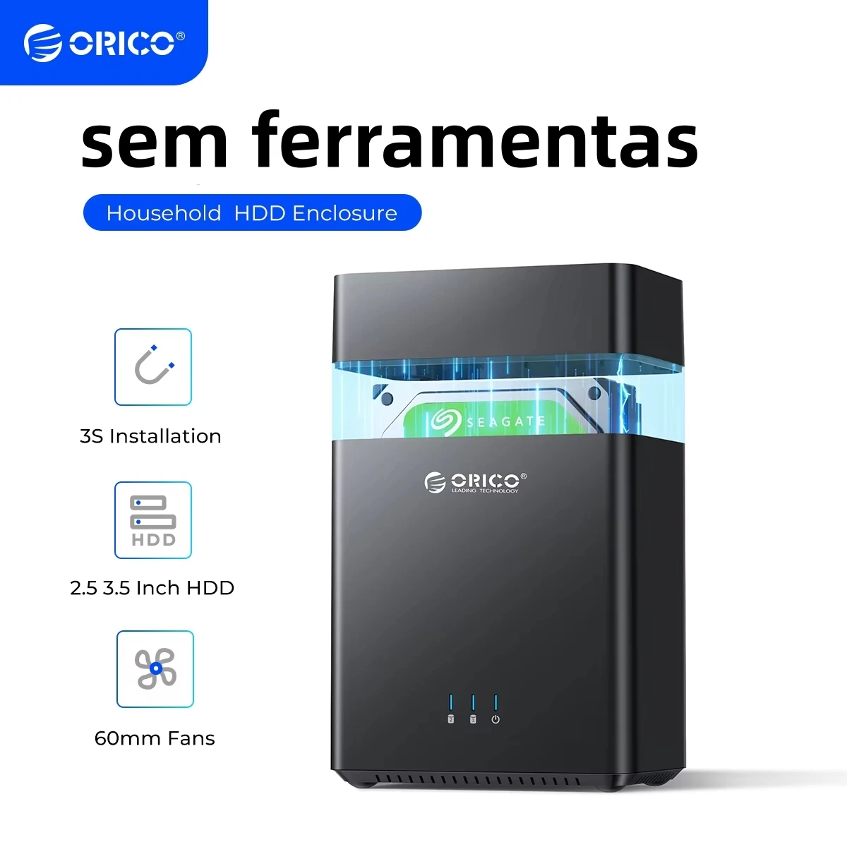 ORICO 2/5 Bay DAS 3,5-Zoll-Festplattengehäuse Versand aus RU SATA USB3.0 Externes Festplattengehäuse Magnetisches Design • Brasil