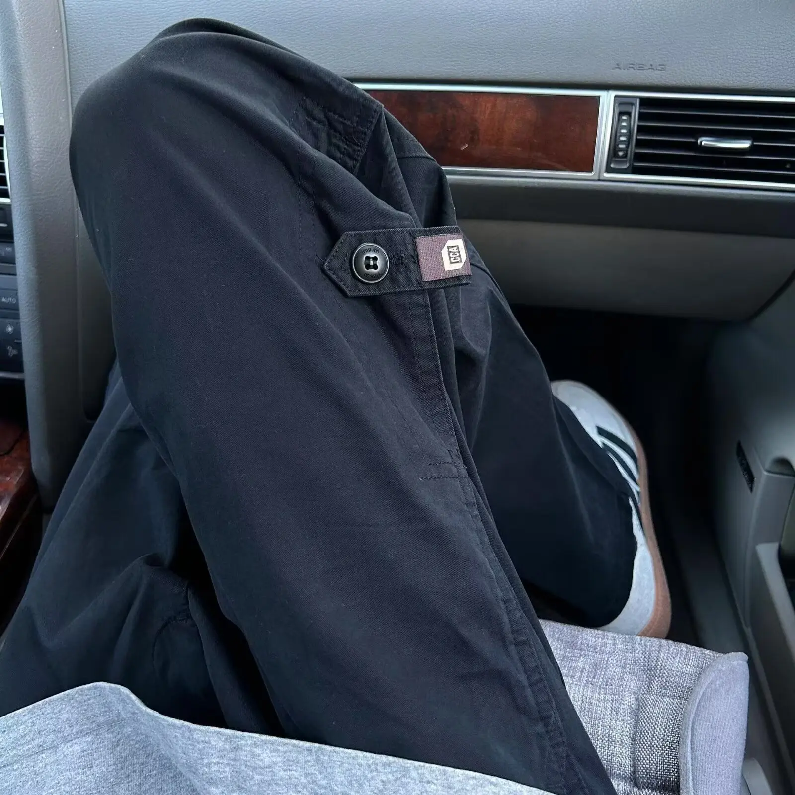 

Весенние и осенние эластичные мужские брюки для папы, повседневные брюки, прямые джинсы среднего возраста, универсальные свободные маленькие прямые углы, па