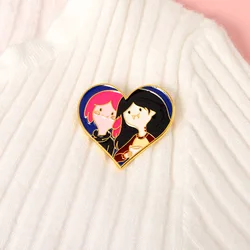 Creative Cute Sisters Brooch Cartoon Cute Little Girl Adventure Time Exquisite Oil Dripping Metal Versatile Bag Jewelry Brooch