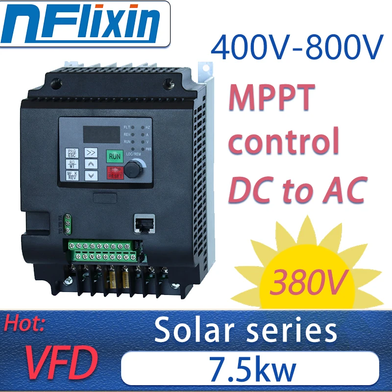 New! Solar VFD 7.5KW 220V and 380V Asynchronous Motor Speed Control Driver,DC to AC DC400V-800V