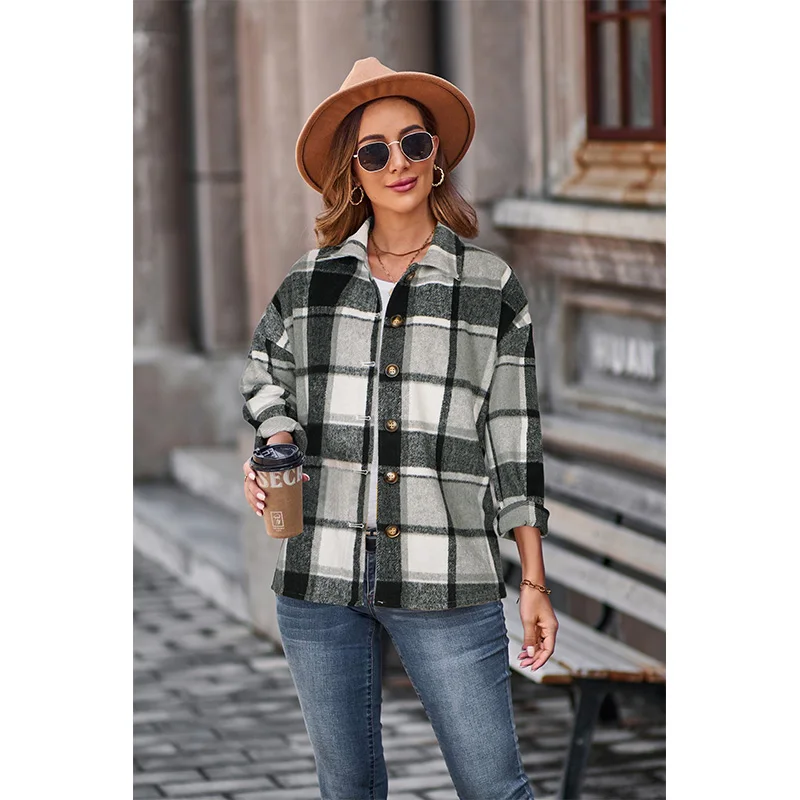 

Plaid Shirt Women Autumn Long Sleeve Top Female Vintage Fashion Blouse Style Loose Check Shirts