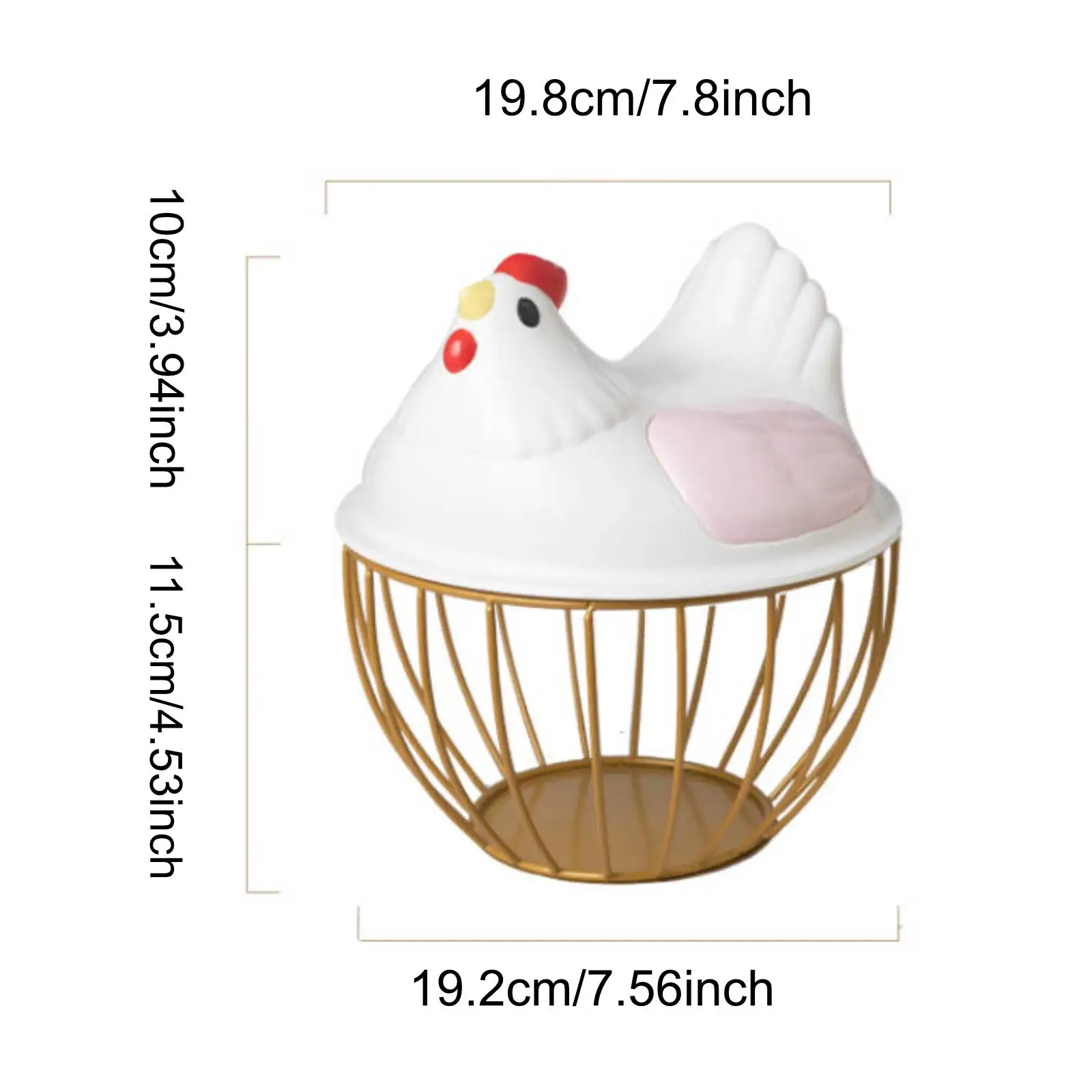 Country Style Metal Fruit Basket Chicken Egg Basket Countertop Decorative Gathering Storage for Fresh Eggs Kitchen