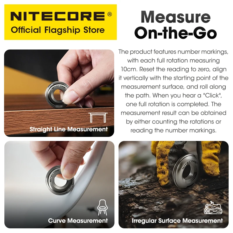 Nitecore Halo 10 Titanium Curve Measure Ring Mini 16g Lightweight Portable EDC Fidget Toy Pendant for Outdoor Home