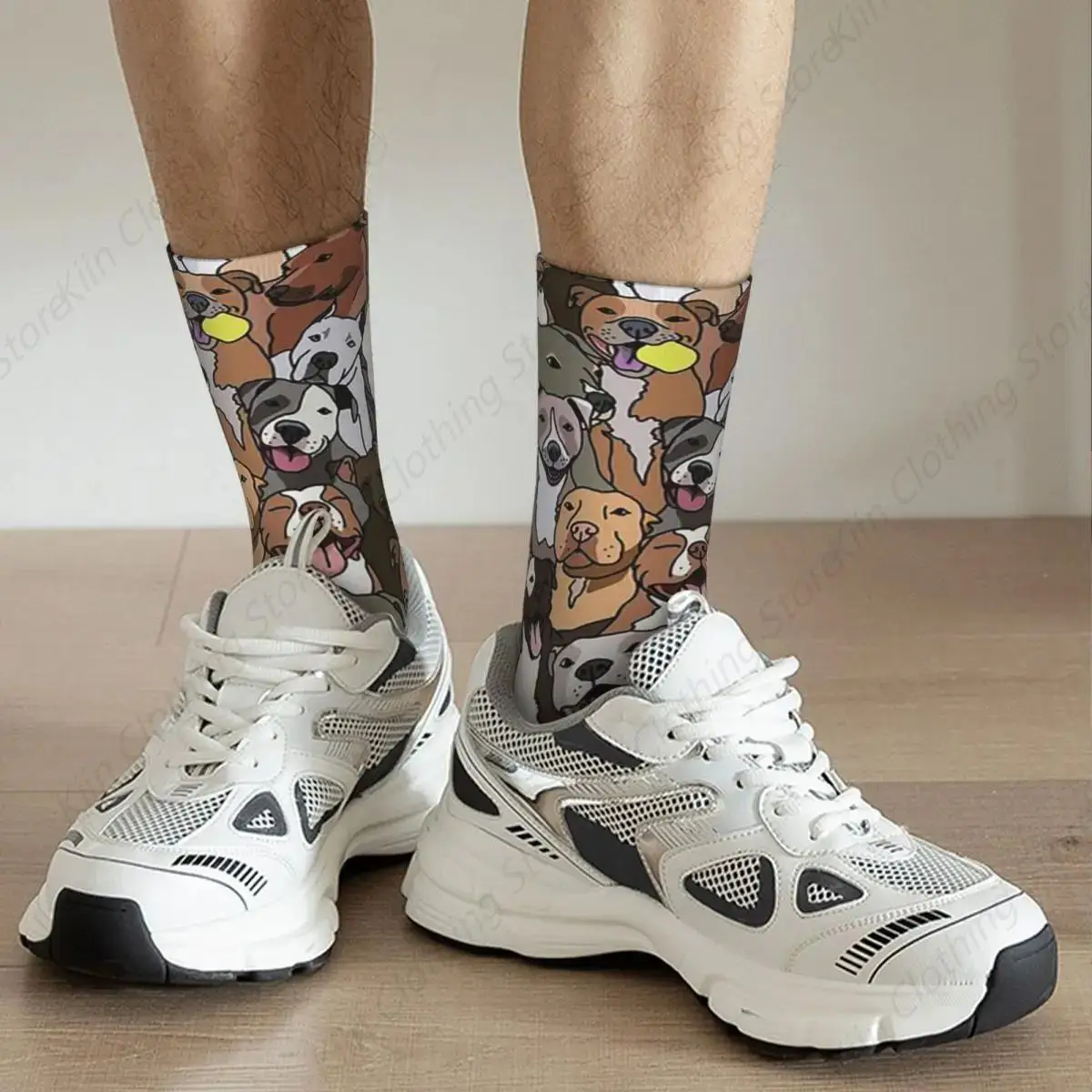 Calcetines con patrón de perro Pitbull All The Mutts, medias absorbentes de sudor Harajuku, calcetines largos para todas las estaciones para hombre y mujer, regalo de cumpleaños