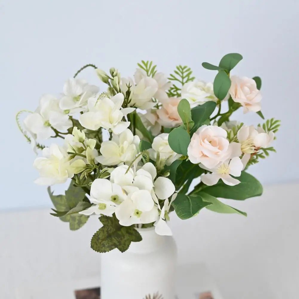 

Artificial Flower Artificial Hydrangeas Flower Bouquet with Real Touch Stems Home Table Centerpiece Decoration Wedding Baby