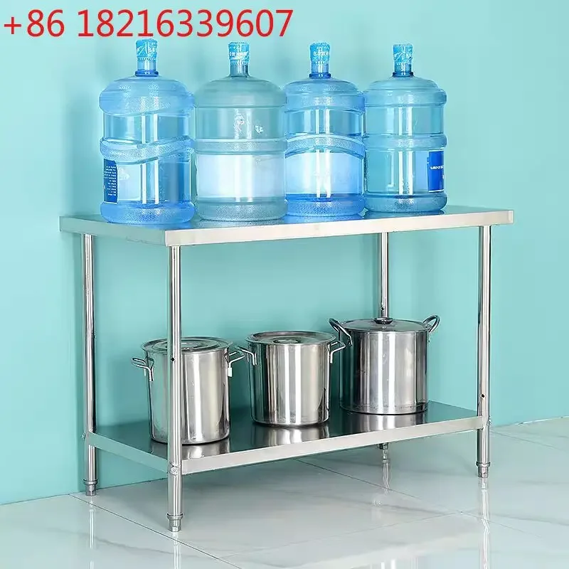 Thickened commercial stainless steel workbench, kitchen table, household double-layer vegetable chopping board