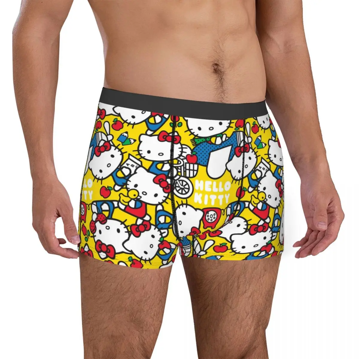 Hello Kitty Cartoon Boxers pour hommes, sous-vêtements fantaisie, slips Kawaii