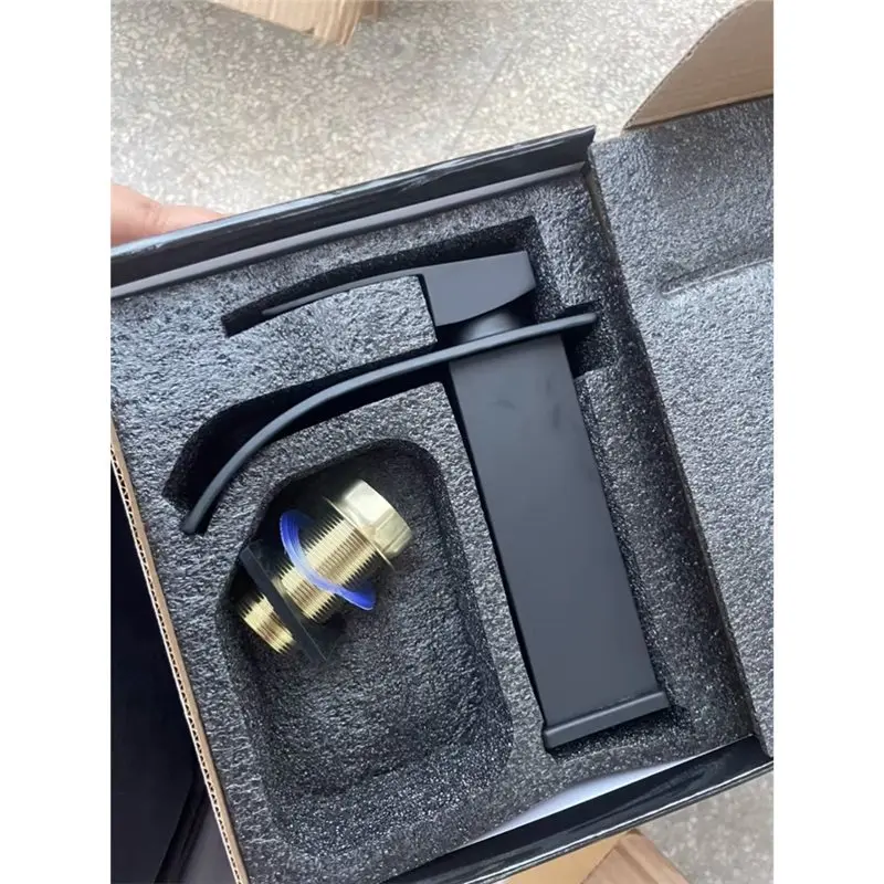 

【ЭЛЕКТРОННЫЕ АКСЕССУАРЫ】1 шт. матовый черный современный смеситель для ванной комнаты с эффектом водопада, высококачественный смеситель для раковины, смеситель для дома