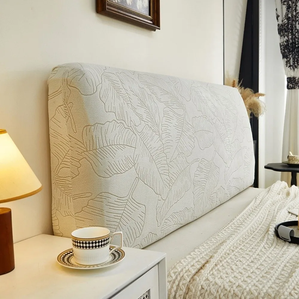 New Leaves Jacquard Headboard Cover Elastic All-Season Bedside Cover Washable Protective Headboard Slipcover Bedroom Use