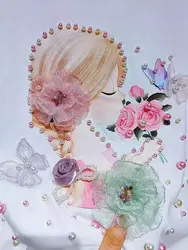 New In Y2K Tshirt Luxury Beaded Flowers Graphic Cotton T Shirts For Women Embroidery Butterfly Stitch Tops Tees Camisetas