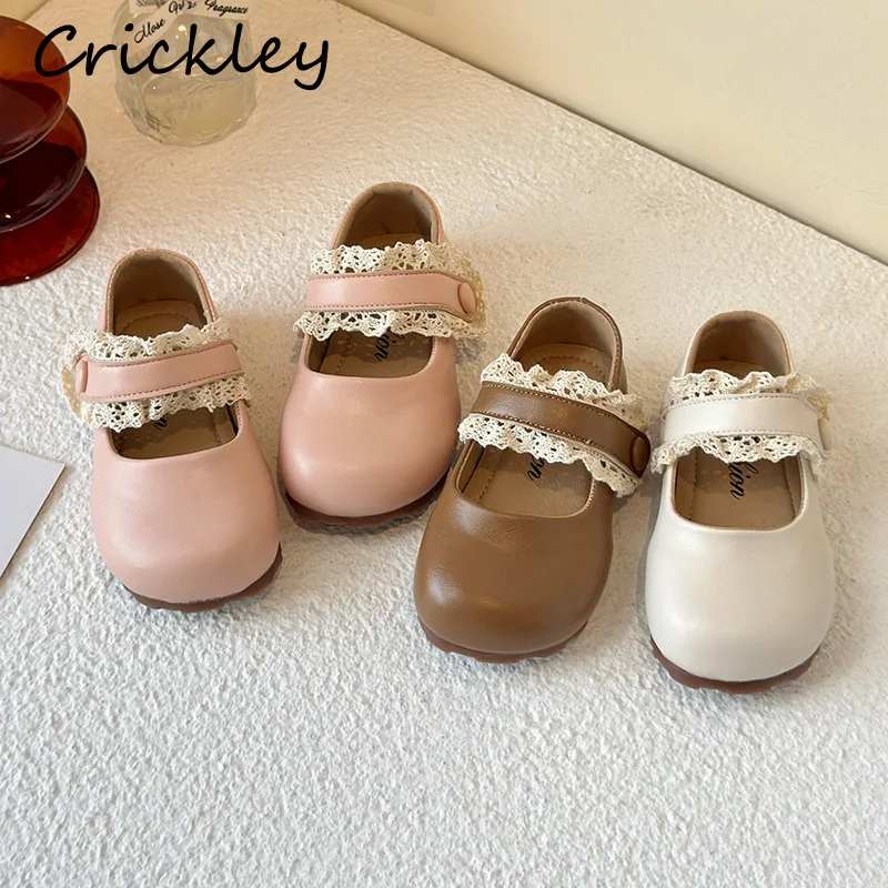 

Ruffles Girls Flats Shoes Solid PU Leather Toddler Kids Princess Shoes Shallow Hook Loop Soft Bottom Children Mary Janes