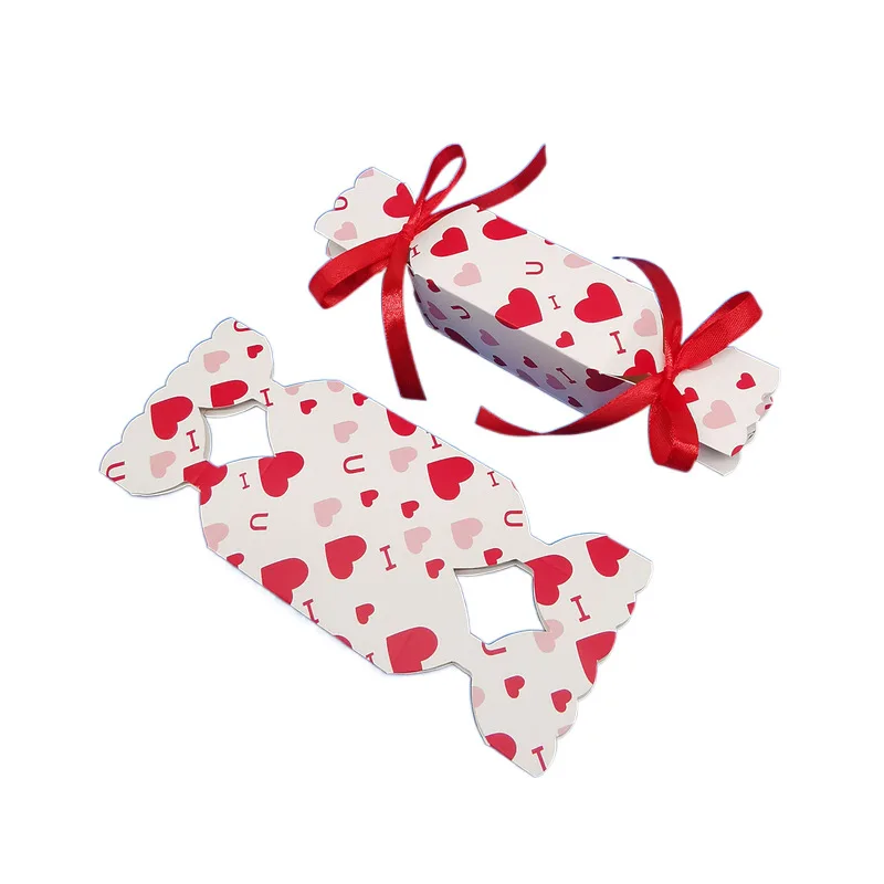 10/20Pcs Süße Geformte Candy Box Mit Band DIY Schokolade Cookies Hochzeit Papier Geschenk Verpackung Boxen Weihnachten Party dekoration – Detail 6