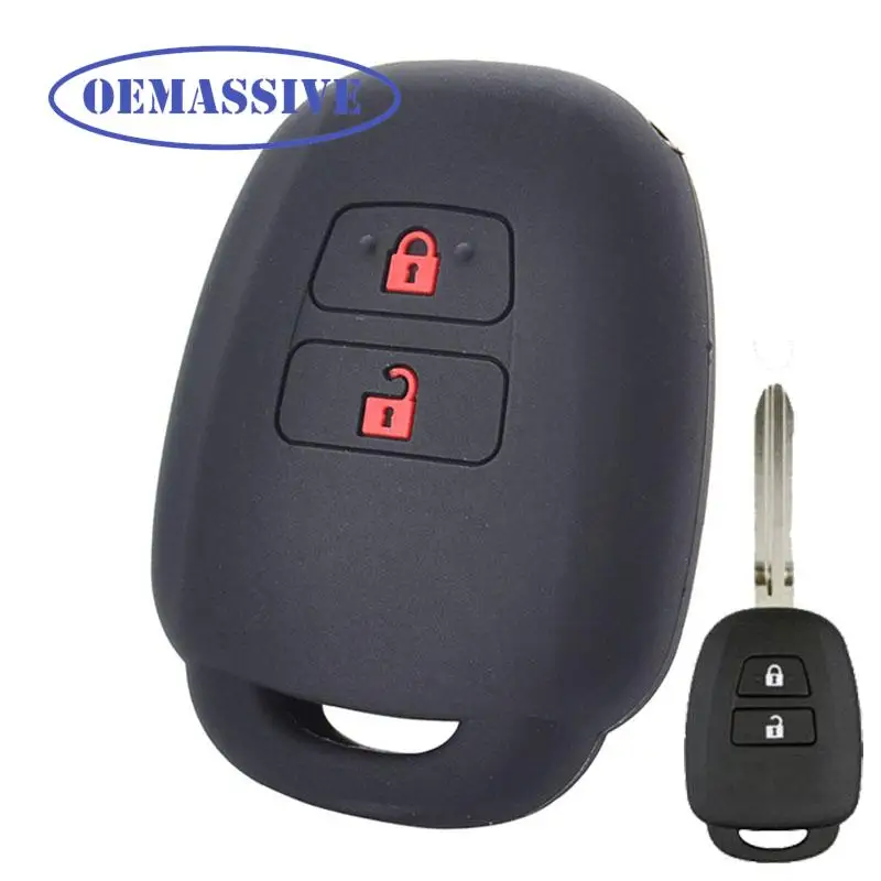 OEMASSIVE Car Key Case For Toyota Aqua Ractis Vitz RAV4 HiAce Land Cruiser Cover Remote Fob Shell Jacket Sleeve Protector