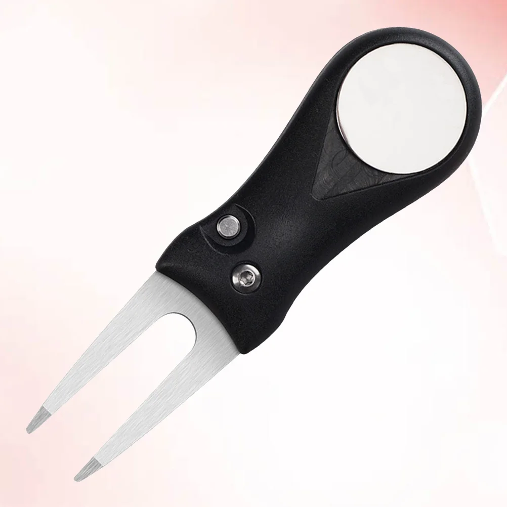 أداة جولف ديفوت بتصميم قابل للطي من الفولاذ المقاوم للصدأ مع علامة كروية، أداة إصلاح العشب سهلة الاستخدام للأسود