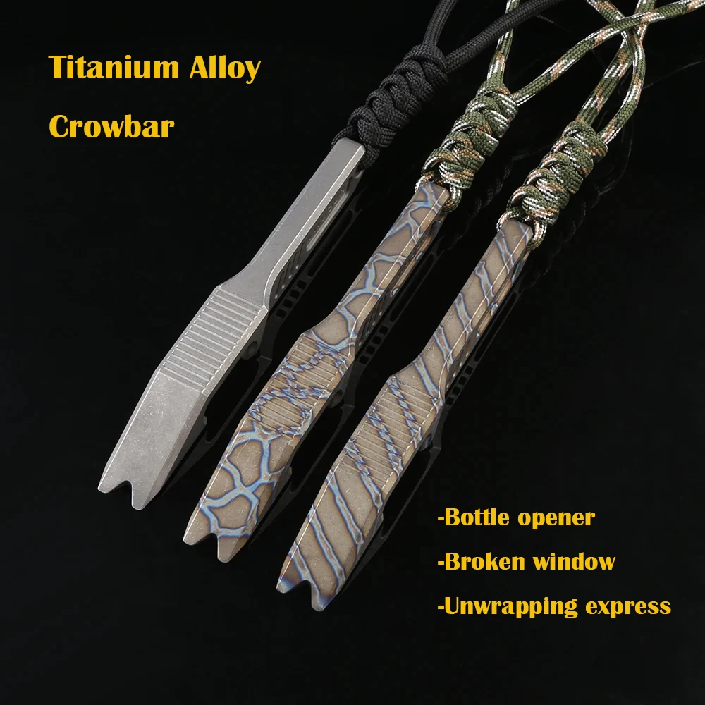 4 IN 1 Multifunction Bottle opener Titanium Alloy Crowbar Broken Window Accident Survival Outdoor Travel EDC Tools