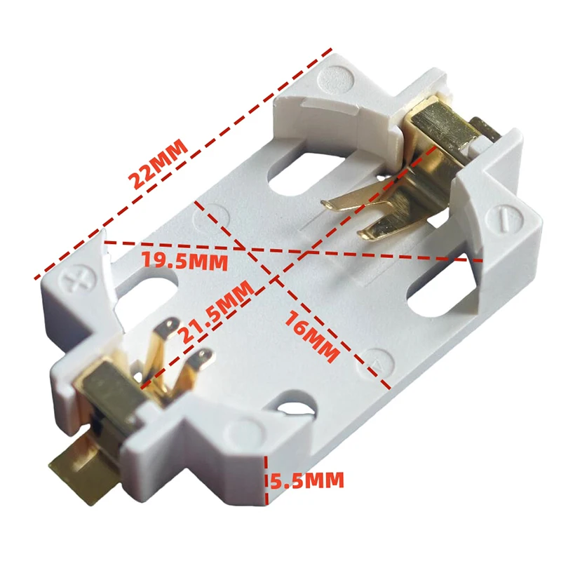 10 pezzi accessori fai da te custodia bianca portabatterie a bottone placcato oro per custodie per prese SMD CR2032