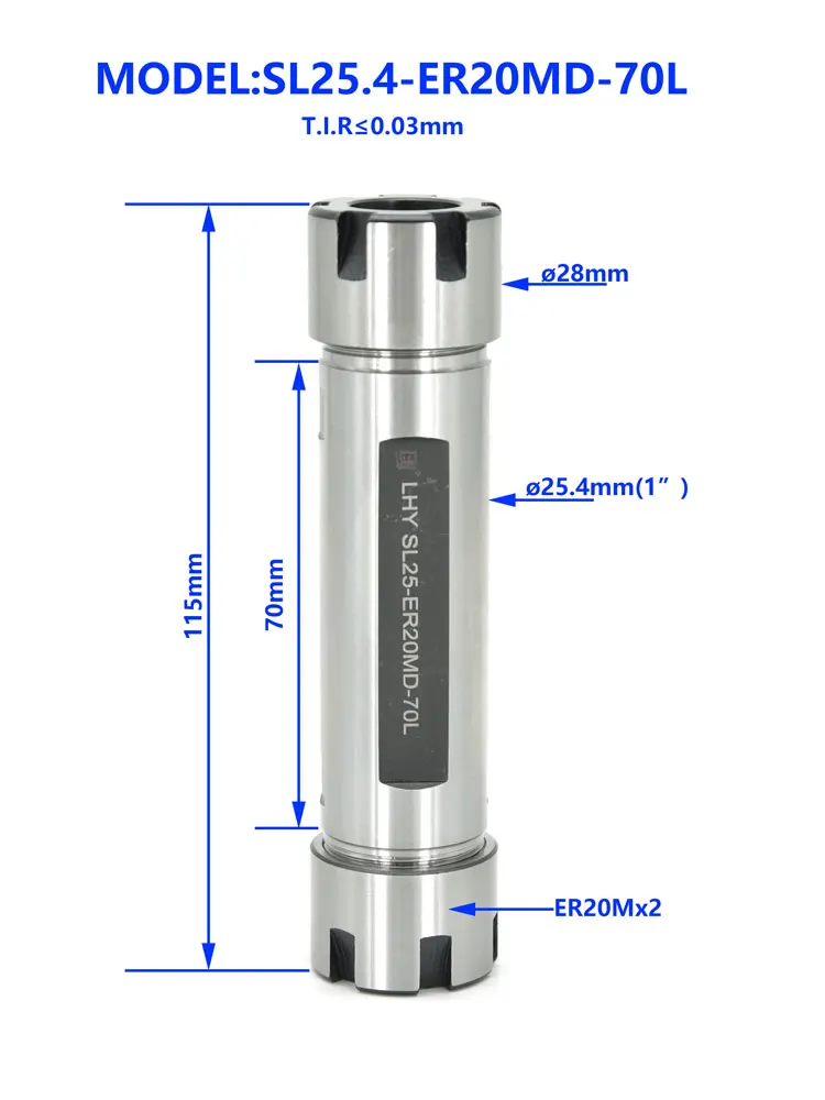 

ER20M Collet Chuck 1" Double ER20 Straight Tool Holder for CNC Latche Machine Toolholder Drill Sleeve ER collet Chuck Extension