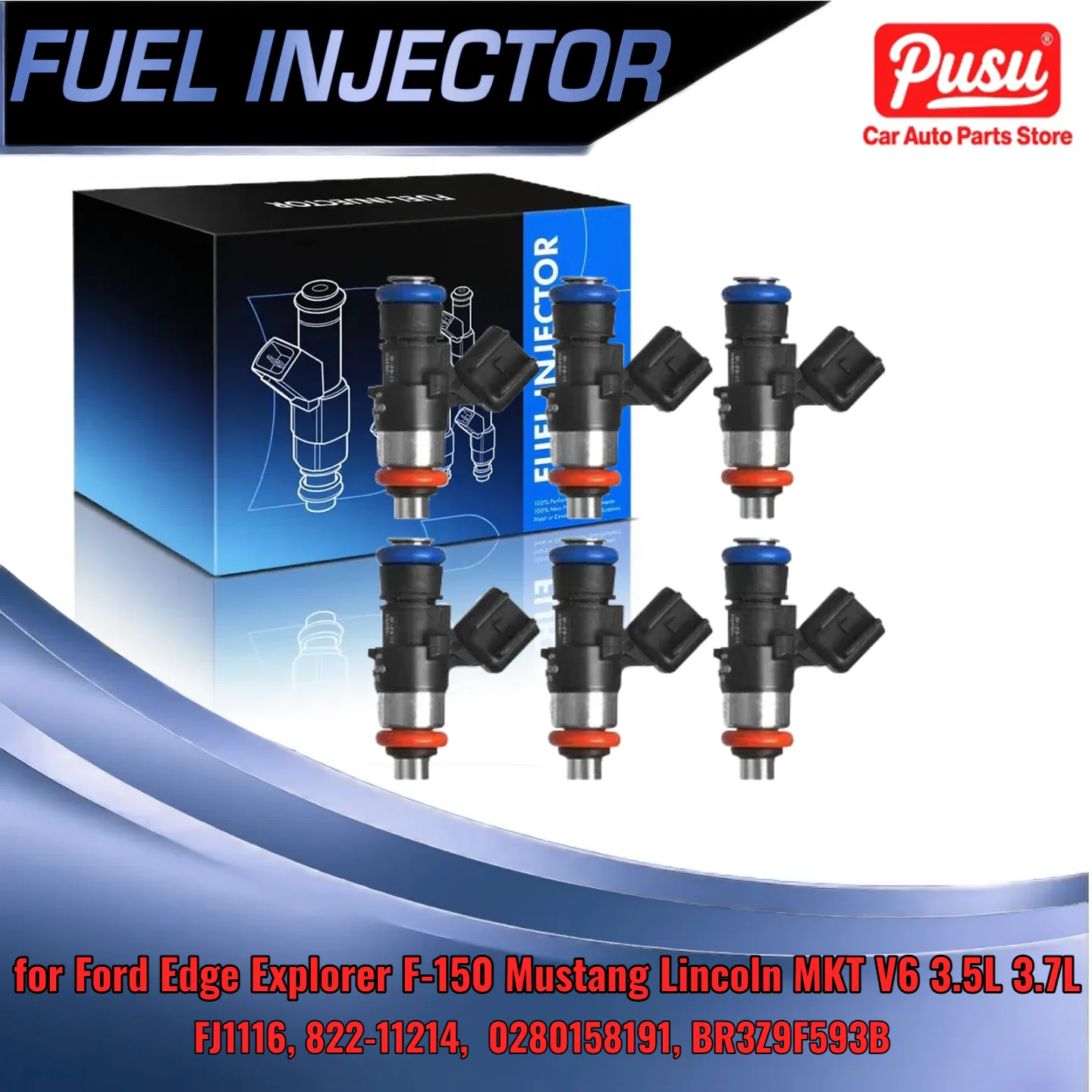 

Набор из 6 топливных форсунок для Ford Lincoln V6 3,5 л 3,7 л 0280158191 FJ1116 Подходит для Edge Explorer F150 Mustang