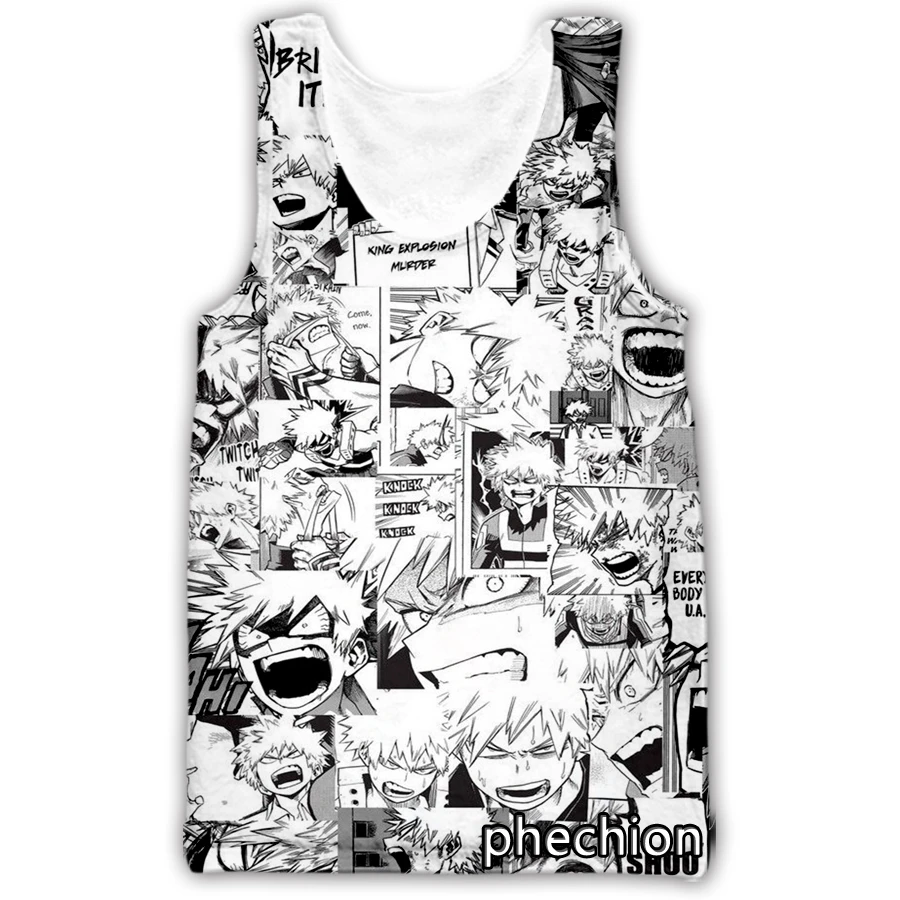 

phechion New Fashion Men/Women Anime My Hero Academia 3D Printed Sleeveless Vest Streetwear Men Loose Sporting Tank Tops D124